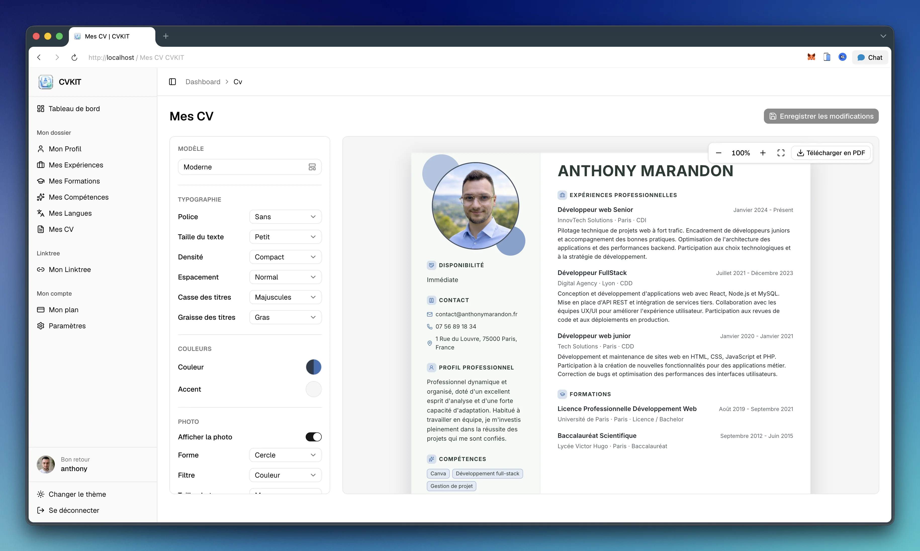 Modèle de CV moderne